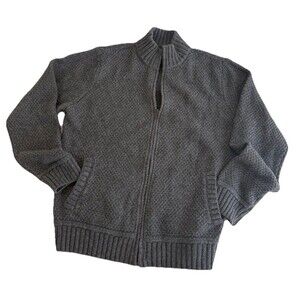 Mens Gray Wool Sweater Full Zip Jacket Cardigan Pocket Sz XL Emozioni Uomo Italy